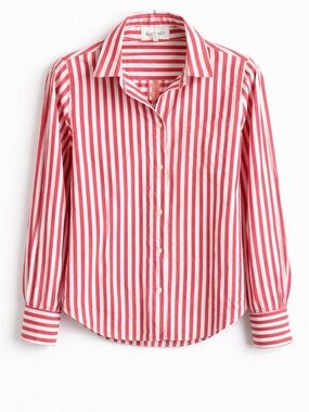 Alex Mill Wash & Go Red White Stripe Button Down Shirt Small Cotton